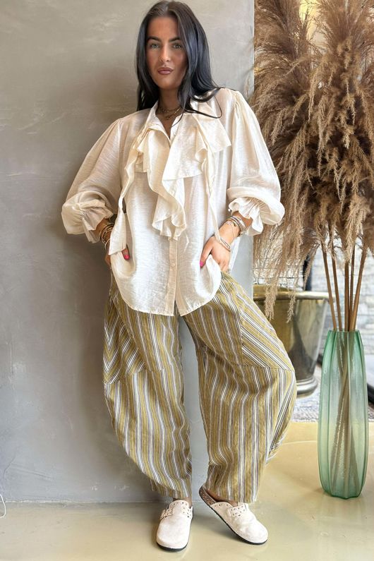 Regency Ruffle Blouse Oyster